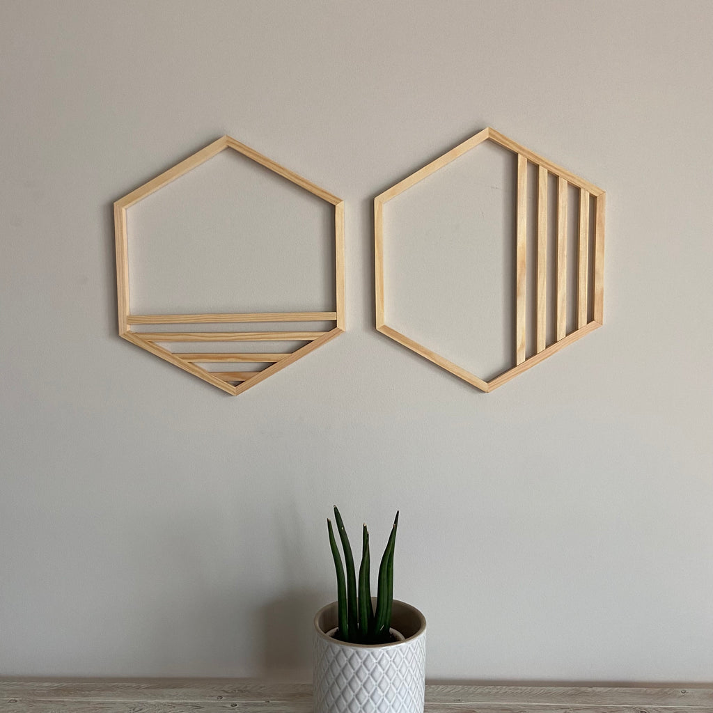 Pair of Geometric Hexagons by SB Wood Studio