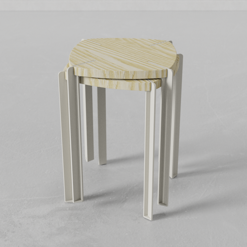 Taburete Apilable Beige Viga by Nico Cook