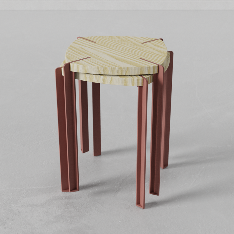 Taburete Apilable Granate Viga by Nico Cook