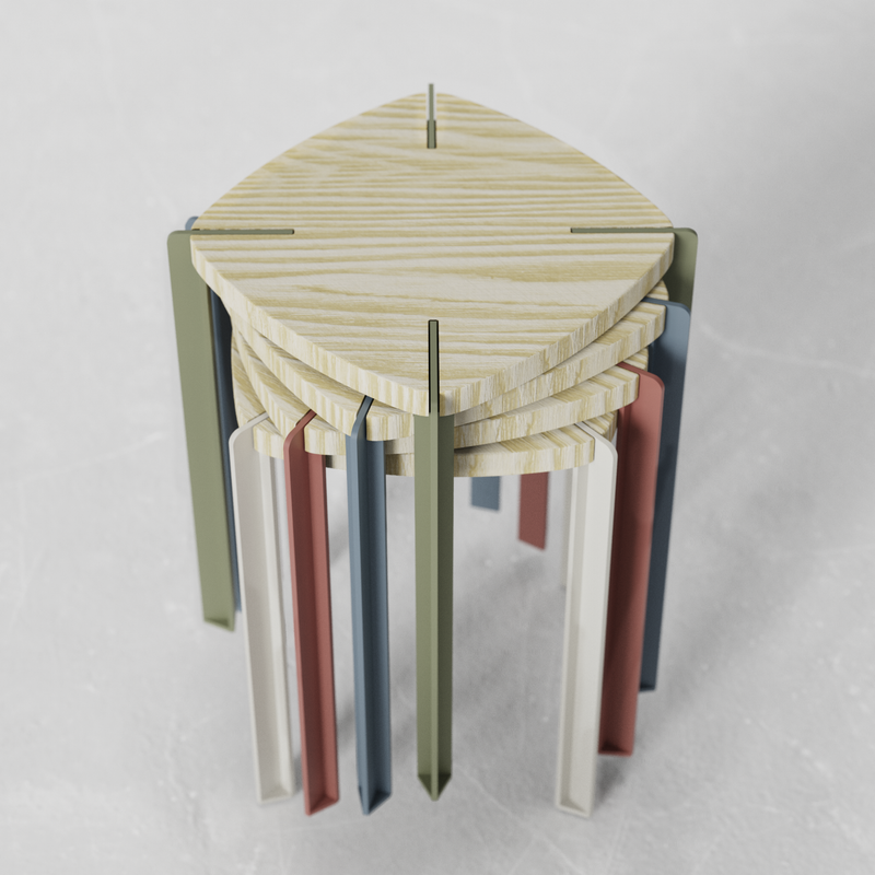 Taburete Apilable Beige Viga by Nico Cook