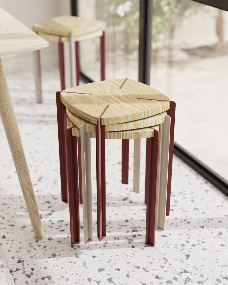 Taburete Apilable Blue Viga by Nico Cook